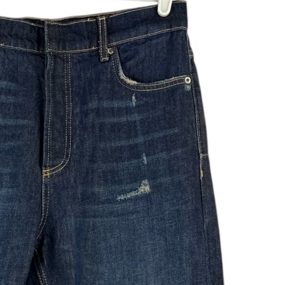 Zara Women Distressed Slim Full-Length Straight Leg Mid Rise Blue Jeans Sz 6 NWT - Picture 7 of 16